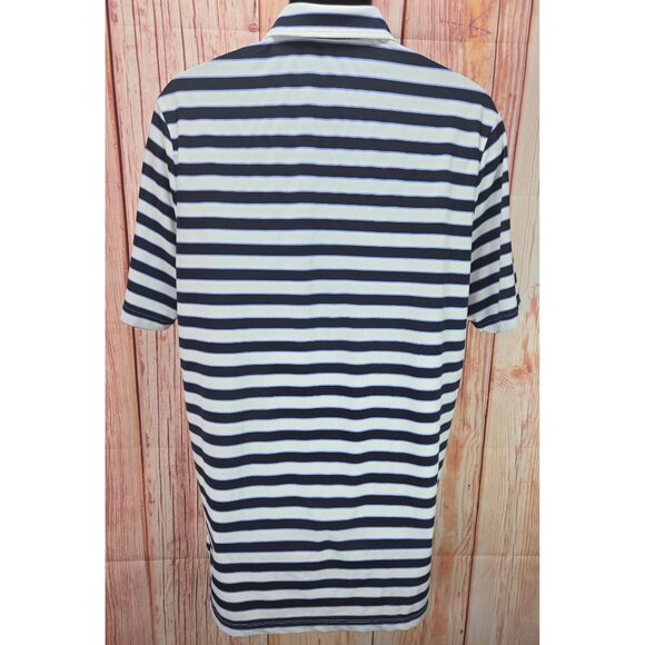 RLX Ralph Lauren Mens Striped Polo Shirt Large Navy Short Sleeve - Picture 2 of 7